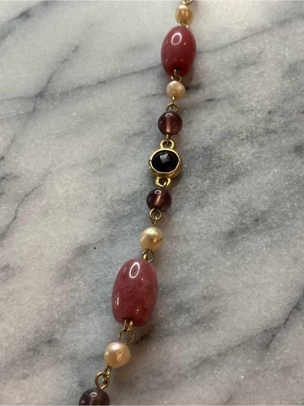 Ann Taylor Pink and Gold Beaded Long Necklace - Picture 6 of 7